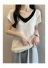Versatile design sense fake two loose college style age reducing 2026 new summer slimming knitted short sleeved women
