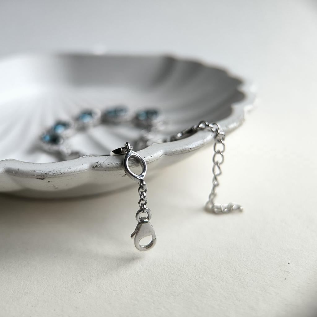 Серебряный браслет с топазом Лондон Блю, вес изделия 6,08 гр (2181675)