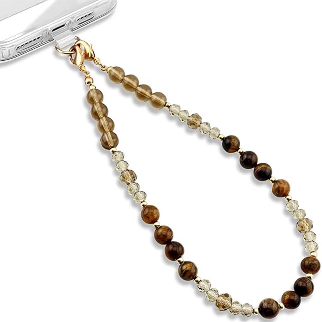 Retractable ID Card Lanyard with Natural Stone Crystal Necklace