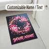 Floral Garden Theme Crystal Velvet Rug Personalized Custom Name Text Soft Floor Mat Home Decor