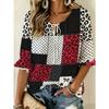 Women's elegant printed lace-up flared top, stylish and versatile, comfortable and skin-friendly