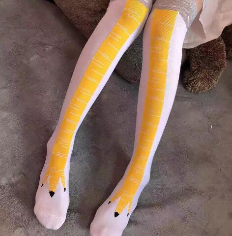 

Winter Autumn Women 3D Chicken Paws Print Funny 3D Cartoon Thigh High Sock Fashion Cute Ladies Thin Toe Feet Stockings Cosplay One Size