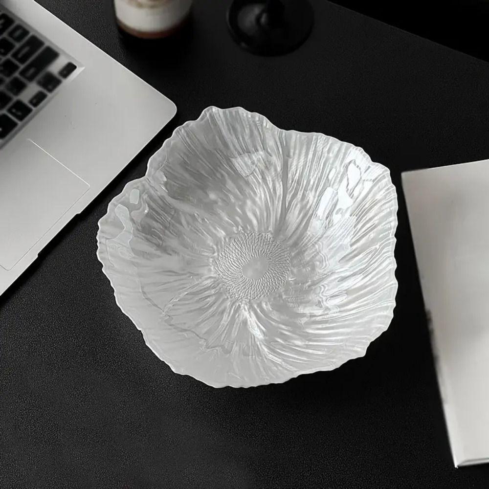 Flower-shaped Art Glass Bowl Crystal Glass Candy Tray Trinket Fruit Plates Bowl  Bread