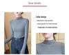 Women's Black Mid-Neck Modal Base Layer Top - 2024 Long Sleeve Slim Fit for All Seasons