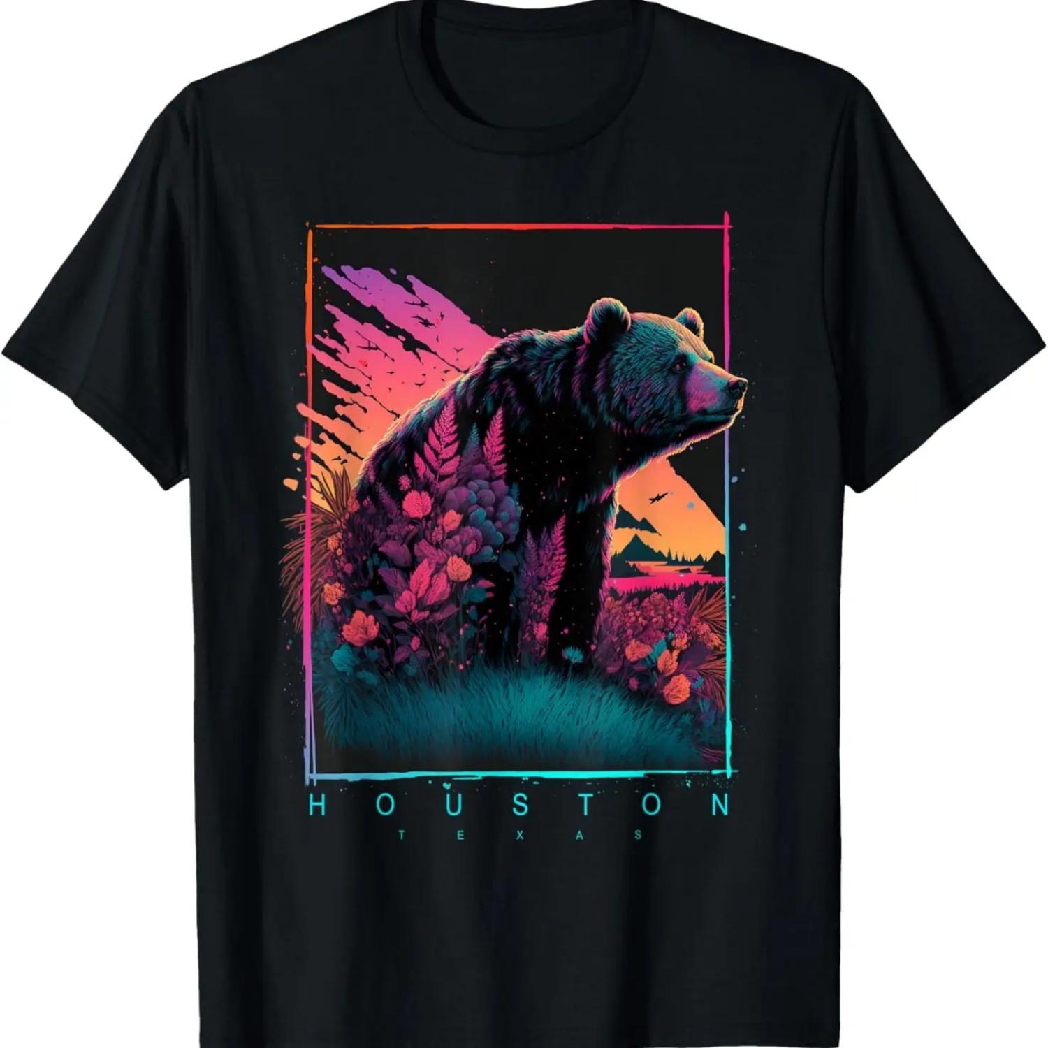 Houston Texas Vintage Bear T-Shirt S чёрный