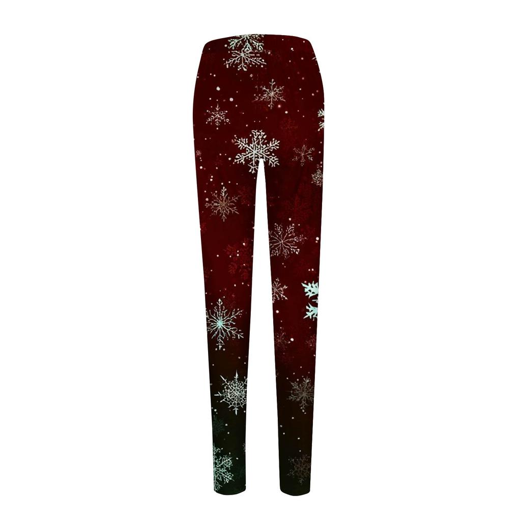 Women's Pants Christmas Printed Stretchy Soft Bottoms Casual Home Sleeping Pants