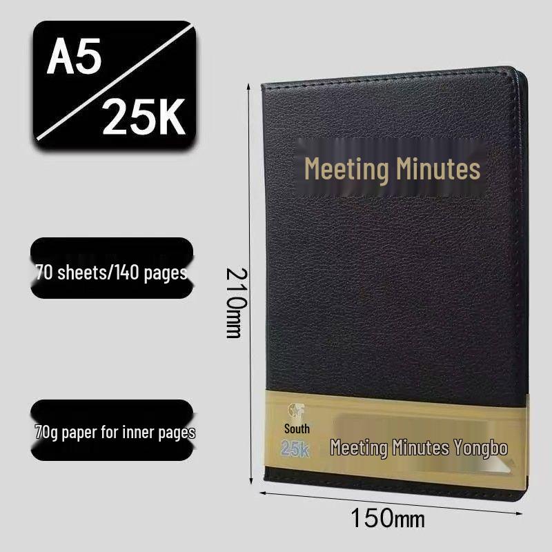 18K Soft Leather B5 Business Meeting Notebook