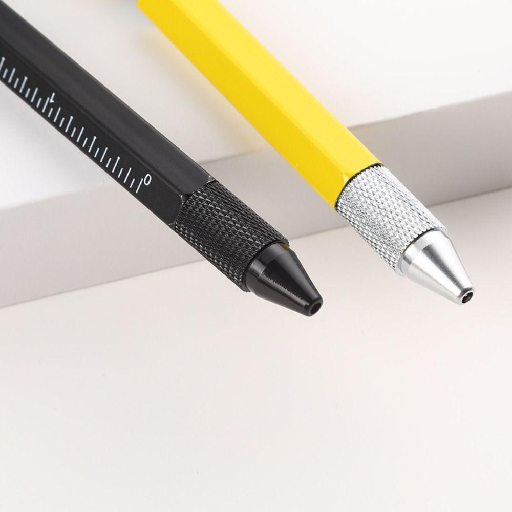 Metal Multi Tool Pen 9-in-1 With LED Light Spirit Level Screwdriver Ruler Ballpoint Pen Capacitive Pen Construction Tools