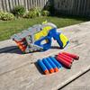 4-Hole Manual Soft Bullet Toy Gun with 10Pcs Safe Suction Soft Darts Educational Outdoor Shooting Game Interactive Blaster Toy