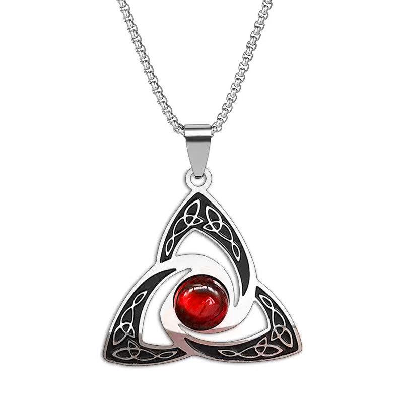 Viking Trinity Knot Titanium Steel Necklace - Intertwined Triangle Rings, Unique Sweater Chain