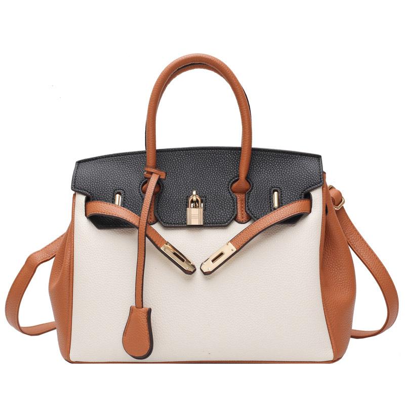 

Платиновая сумка женская новая высококачественная текстура контрастная сумочка узор личи на плечо сумка-мессенджер