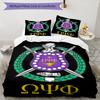 3pcs Omega Psi Phi pattern bedding set duvet cover set includes duvet cover &pillowcases, perfect all season bedroom decoration & gift