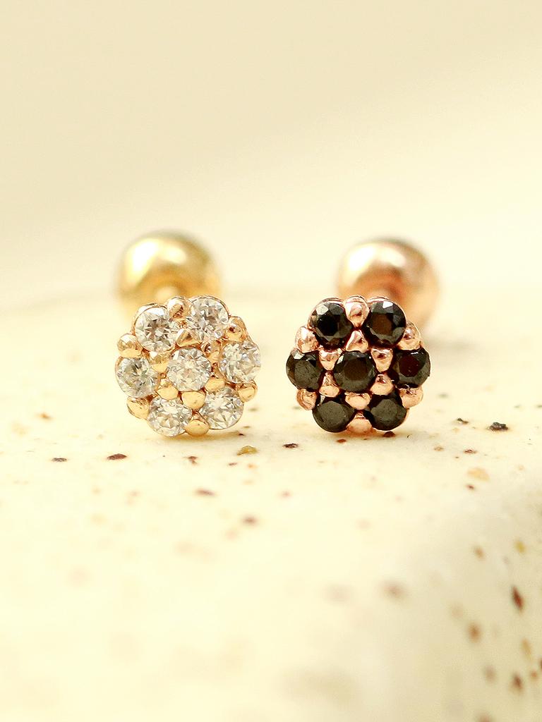 Minimalpiercing 14K Mini Me Colorful Flower Piercing Earrings
