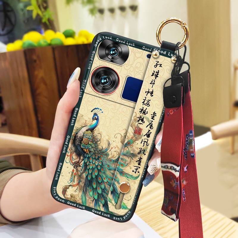 Lanyard Fashion Phone Case For ZTE Nubia Z60 Ultra For Mom Shockproof Protective Anti-knock Kickstand Chinese Style Ring