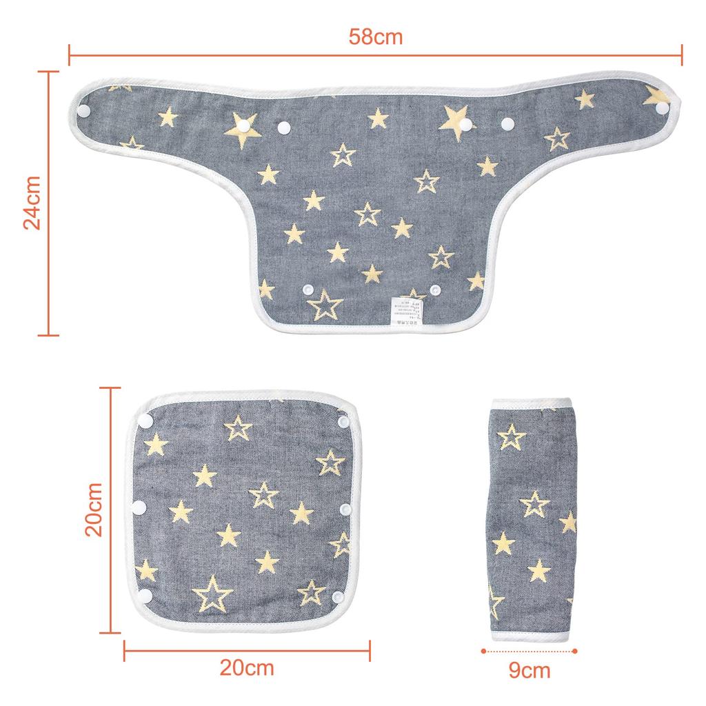 huazontom Baby Carrier Set with Bib Cover and Drool Perfect for Baby Baby Shower Gifts 3-Piece Pad, 100% Cotton, Soft, Outings, (Yellow Star)