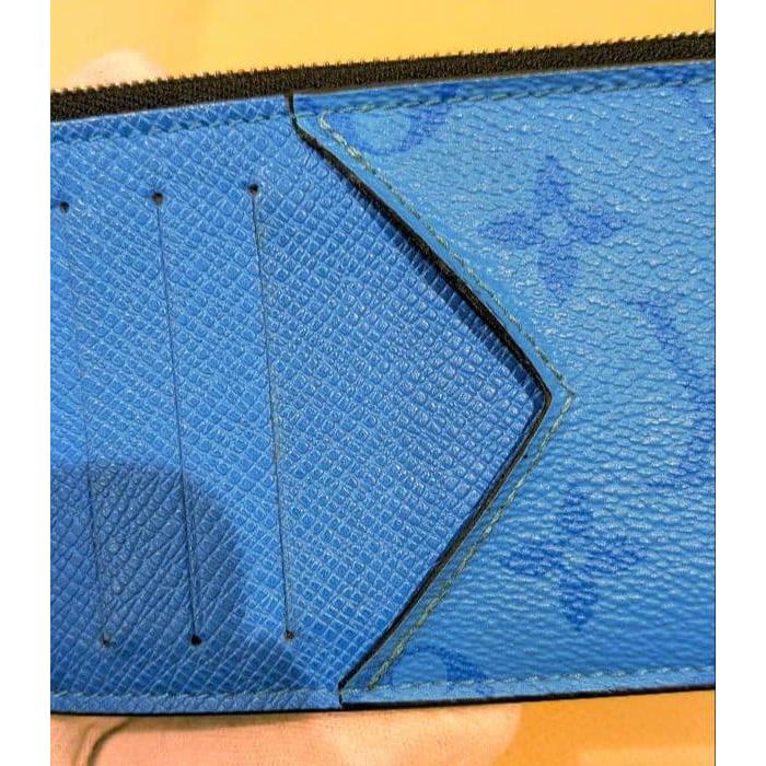 Used Louis Vuitton Monogram Taigarama Blue Coin Case