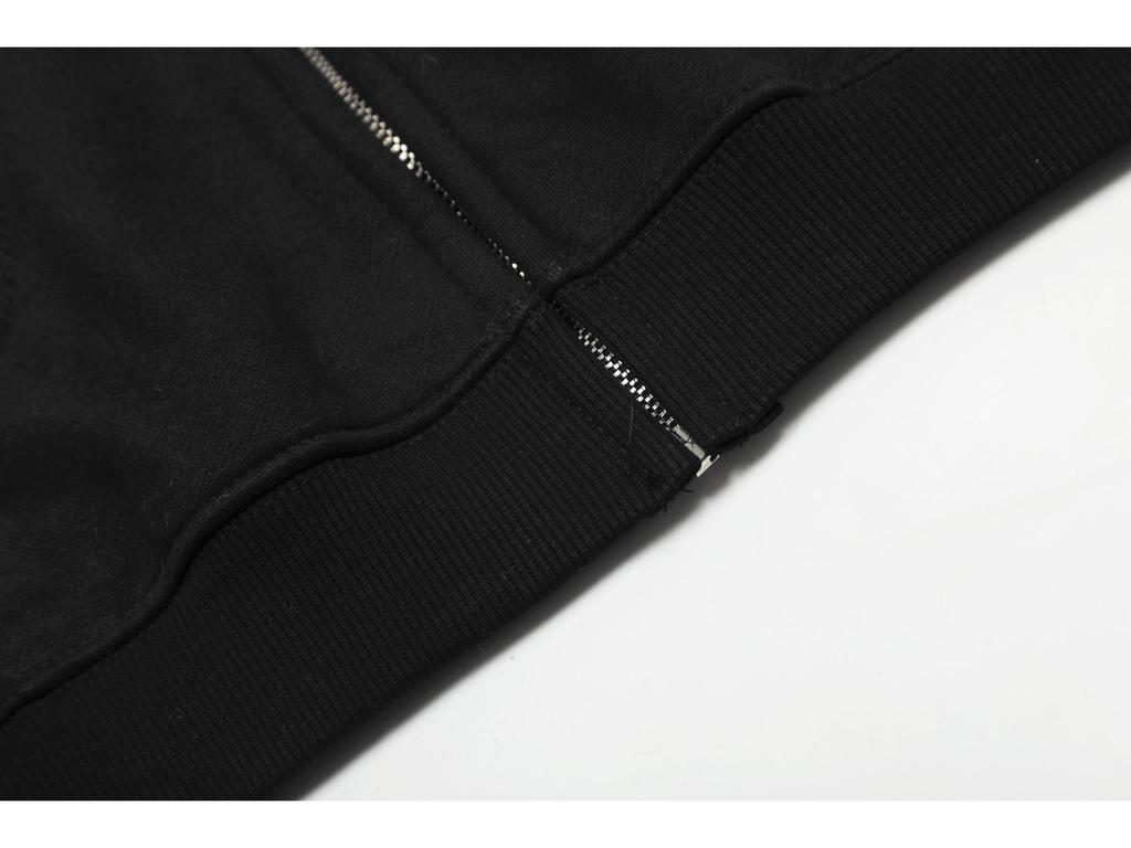 Europeisk/Amerikansk Kändisstil Fleecefodrad Huvtröja med Dragkedja - Casual Enfärgad Hip-Hop Rap Mode