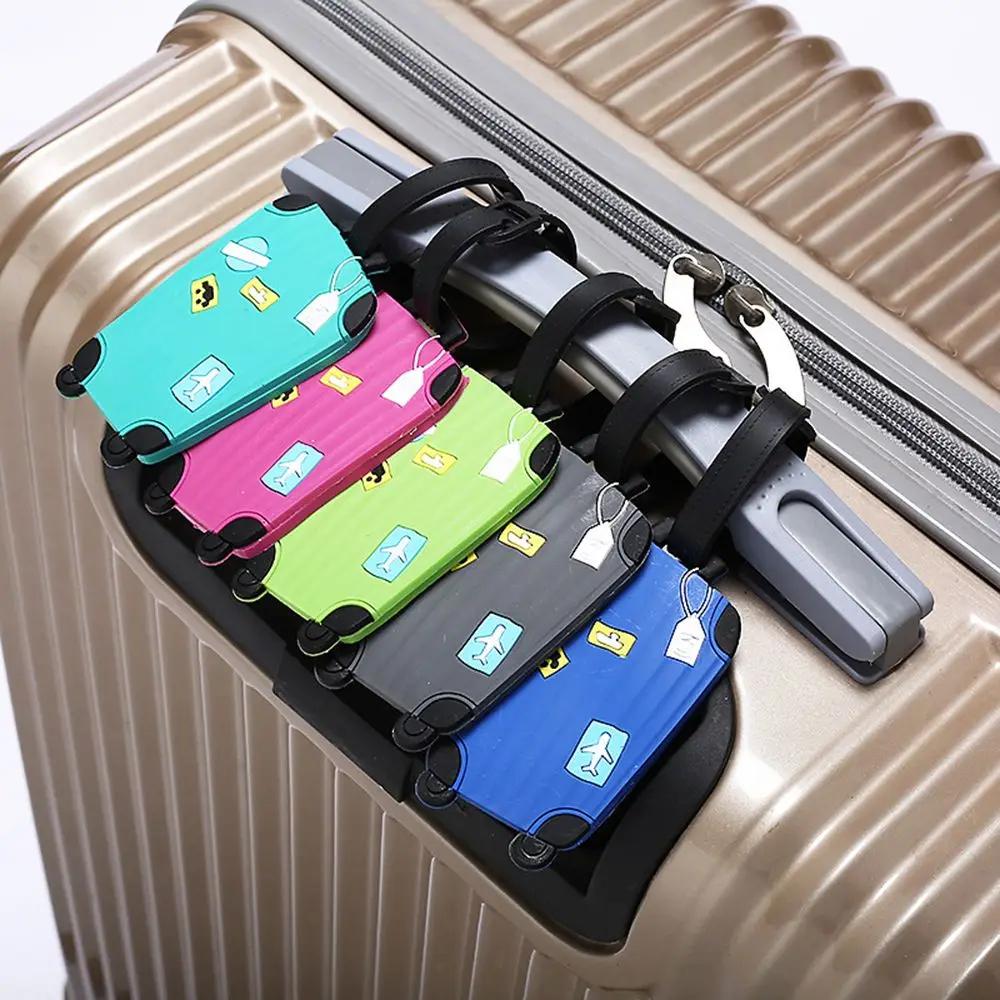 Etiqueta Identificadora Kawaii para Viagem de Negócios Mochila Bolsa de Mão Etiqueta de Bagagem de Silicone Mala de Viagem Tags de Nome ID com Alça
