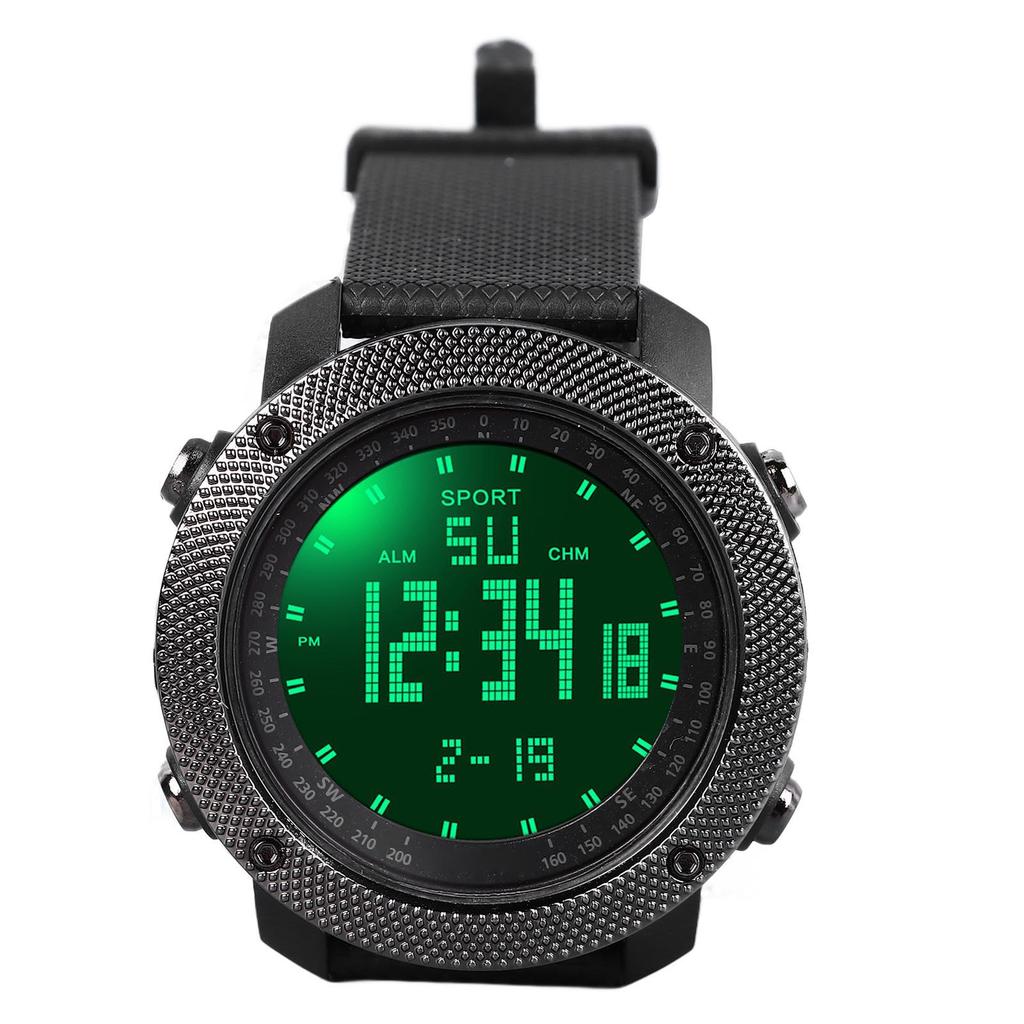 Sports Watch Waterproof Multifunctional PU Strap LED Light Large Screen Display Stopwatch Alarm Digital Watch for