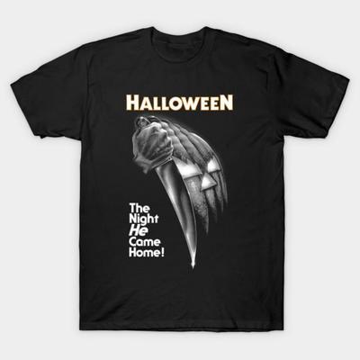 Men Black Print T-shirt Halloween,  John Carpenter, Michael Myers No-Cut Transfer Paper Print Cotton Tshirt