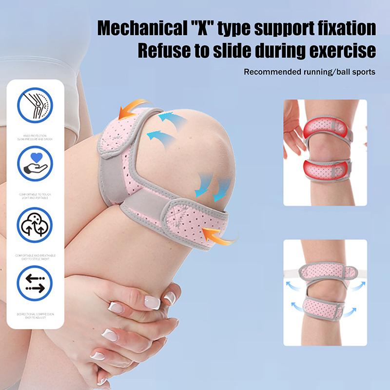 Patella Kneecap Band Adjustable Silicone Knee Tendon Strap Protector Knee Pad Shock Absorption Running Sports Gym Knee Support