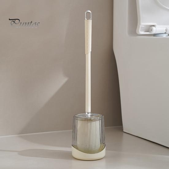 Cepillo de Inodoro con Soporte Plástico Cepillos de Inodoro de Baño Cabezal de Cepillo Fino Mango Extendido Montable en Pared Cepillo para Taza de Inodoro
