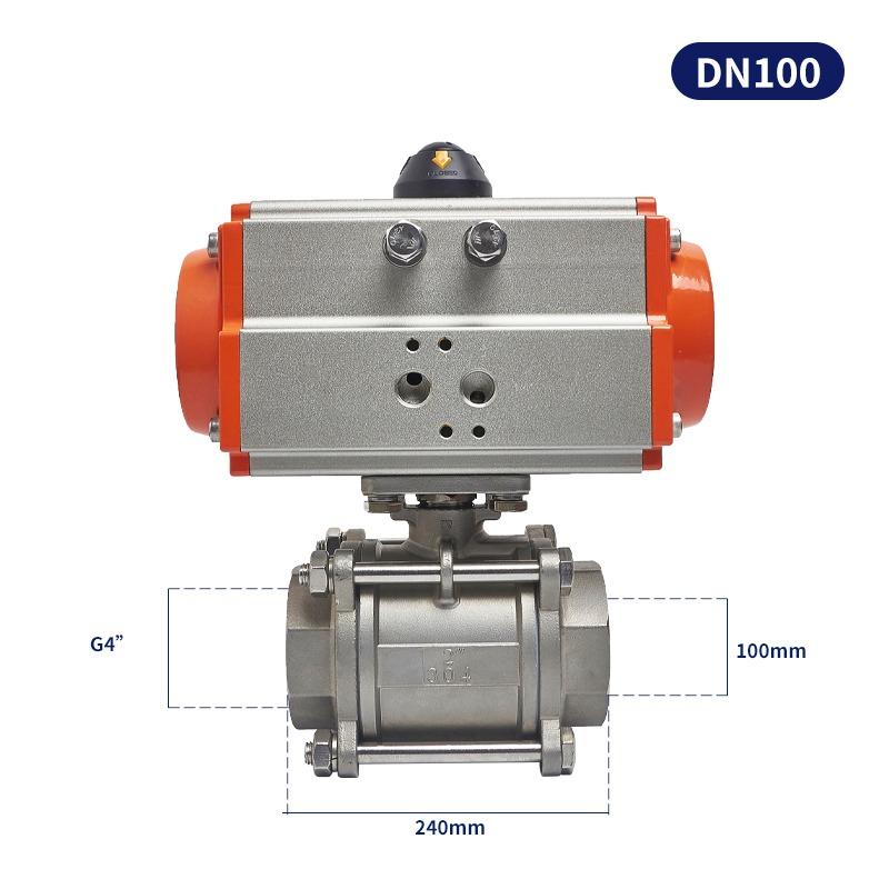 Pneumatic 304 Q611F-16P Stainless SteelThreaded Ball Valve Pneumatic Three-Piece Ball Internal Thread Valve DN15 DN20 DN25 DN32