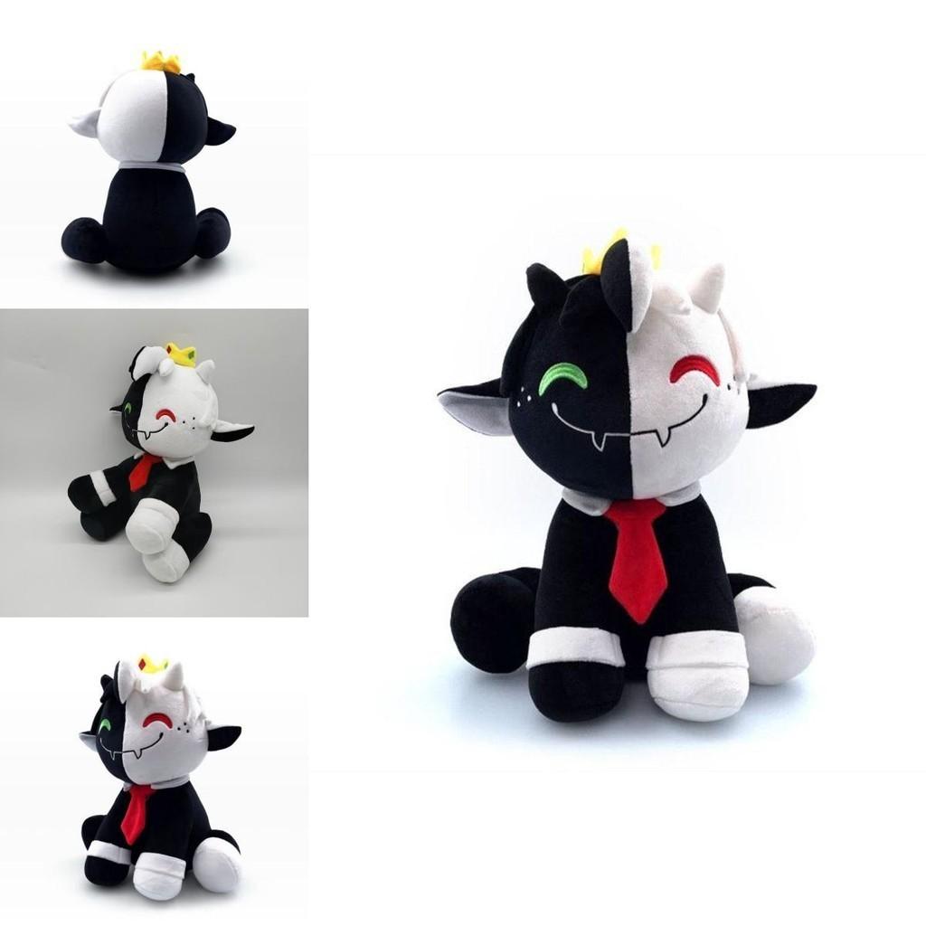 Adorável Novo Ranboo Sentado Fofo Brinquedo de Pelúcia Boneca Ovelha Sorridente Preta e Branca Para Crianças