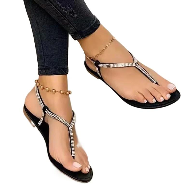 New Summer Sandals for Women Fashion Pointed Toe Flats Women's Casual Sandals Ladies Flip Flops Roman Low Heel Woman Sandalias