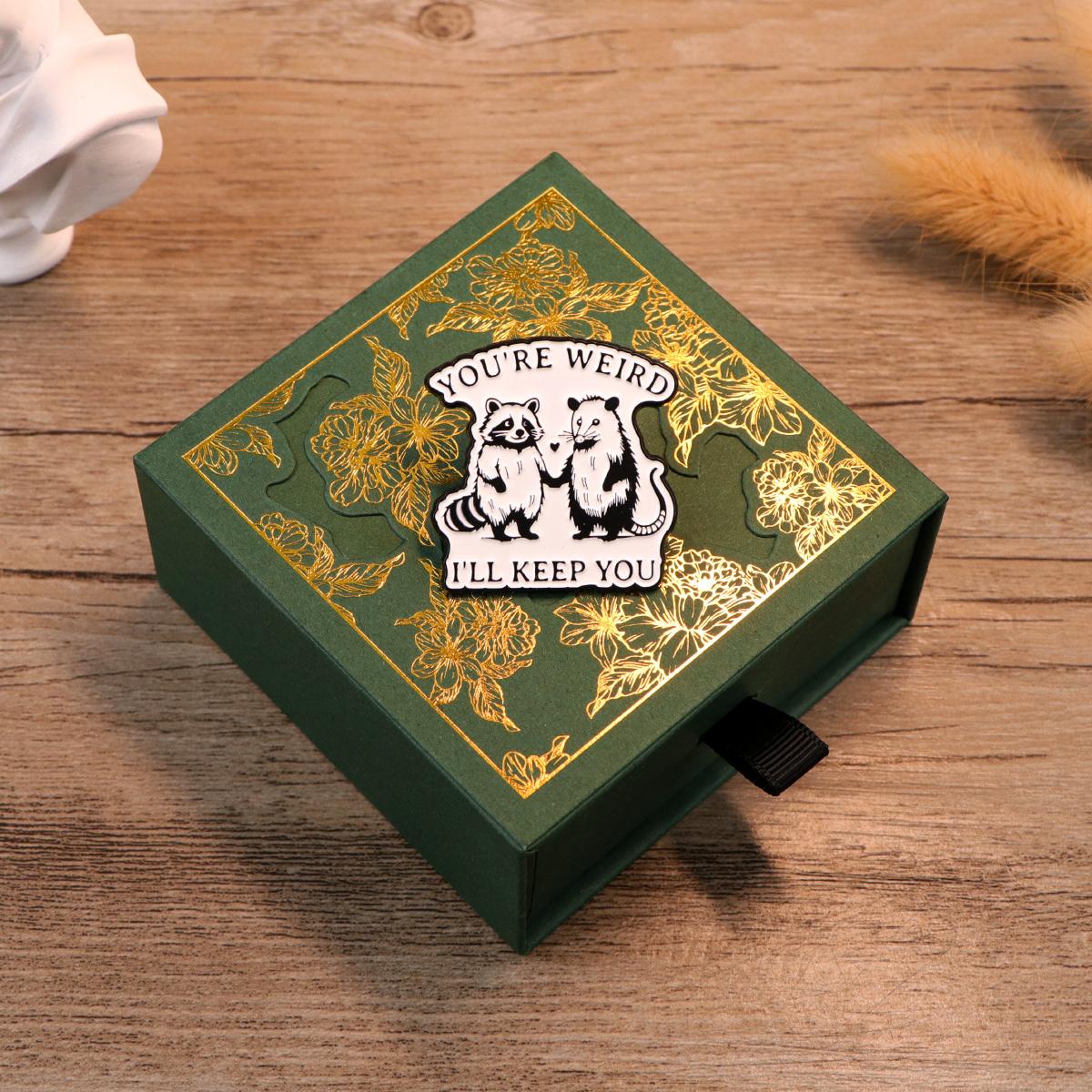 YOU RE WEIRD Cartoon Raccoon Enamel Pin Badges for Women Backpack Hat Lapel Brooches Cosplay Accessories Toys Gifts Box Novelty