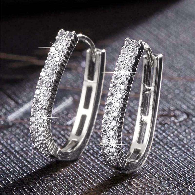 Huitan Fashion copper Color Cross Hoop Earrings for Women Full Crystal Cubic Zirconia Statement Female Earrings Trends Zircon