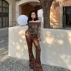 2KWEIRD Japanese Y2k Off Shoulder Tops Vintage Harajuku Flare Sleeve T-shirt Grunge Aesthetics Slash Neck Patchwork Mesh Tops