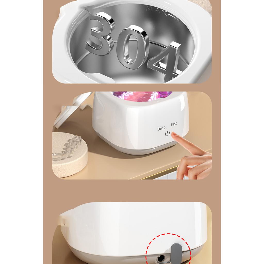 Ultrasonic Cleaning Machine Braces Denture Retainer Cleaning Machine Mini Portable Jewelry Deep Cleaning