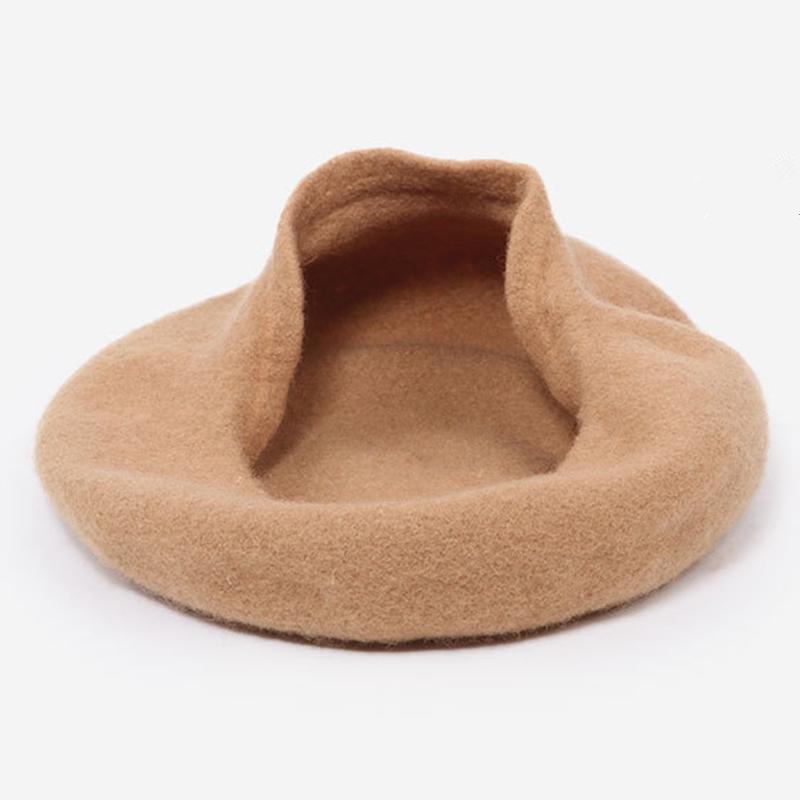 Wool Felt Beret Women British Style Girls Beret Hat Lady Solid Color Winter Hats