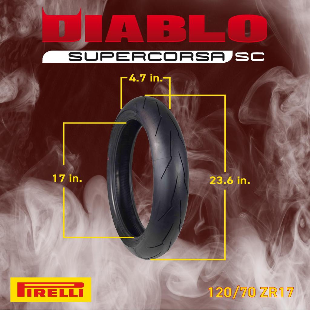 Pirelli Motorcycle DIABLO SUPERCORSA V3 Front Tubeless Type 2812600 Two Wheel Bike Tire PIRELLI 120/70ZR17 M/C (58W) (TL)