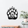Farmhouse Style Wall Art Metal Hollow Out Bear Art, Rustic Forest Landscape Hanging Sculpture with Paw Handmade Wooden Decoration Prints,