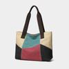 Yogodlns New Spliced Canvas Women's Shoulder Bag Large-capacity Portable Messenger Bag Casual Ethnic Style Contrasting Color Bag