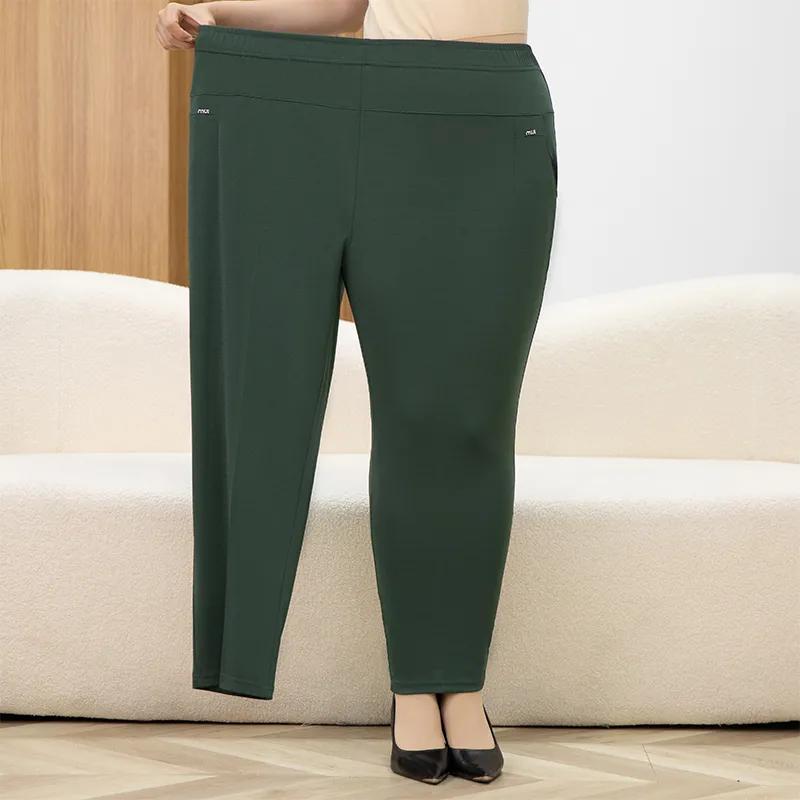 Middle Aged Women's Pants Summer Thin High Waiste Elastic Loose Straight Pants Female Casual Trousers