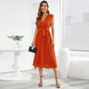 Rochie Maxi Chic Franceză Nouă de Vară Femei Decolteu în V Fără Mâneci Șireturi Rochie în A plisată Rochii Femeie Doamne