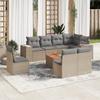 Vidaxl 9-Cz. Set di Mobili da Giardino con Cuscini, Beige, Polyrattan