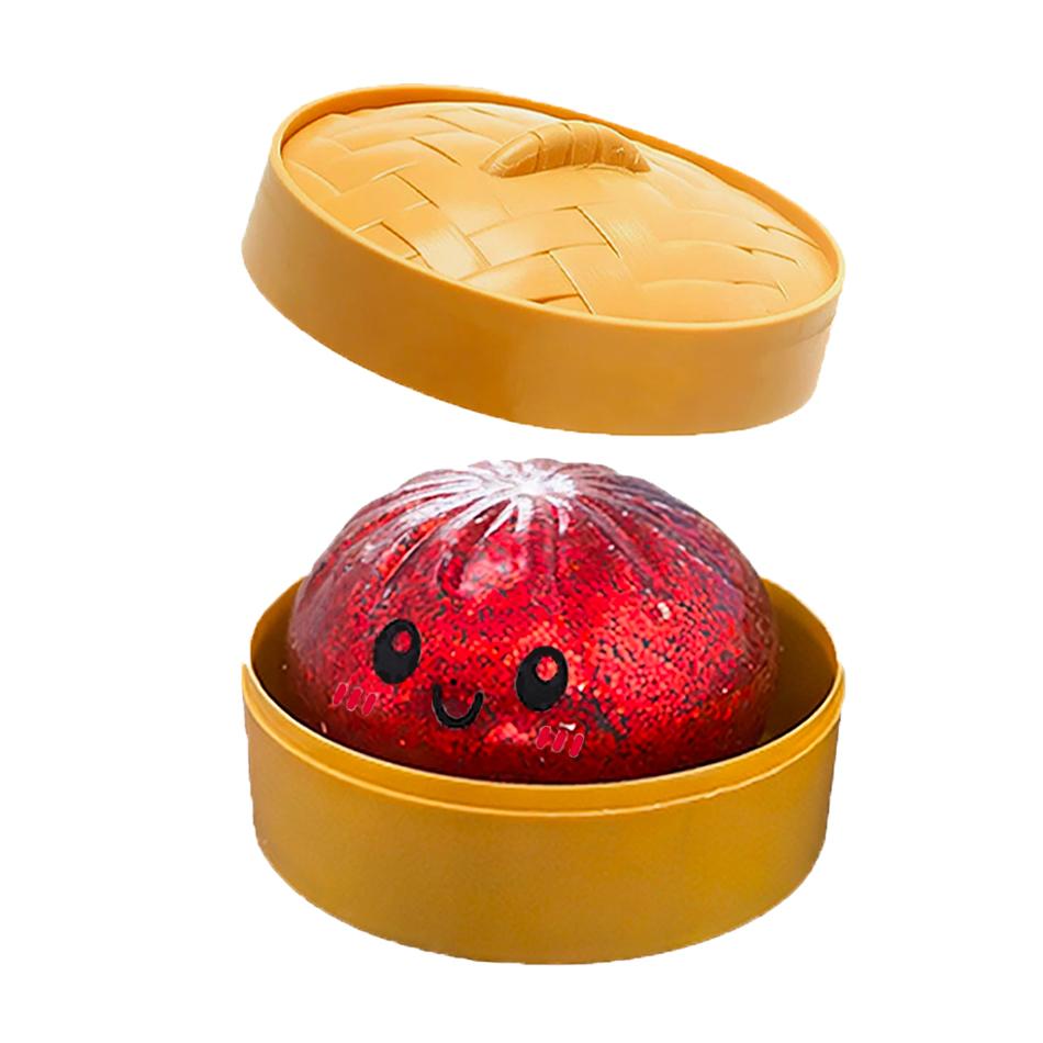 Regalo IN Regali Realistico Gigante Raviolo Spremibile con Cestello di Bambù Morbido Palla di Impasto TPR Giocattolo Decompressione Fidget Divertente Creativo