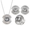 Accessories Set Earrings Necklace Ring Imitation Pearl Platinum Grey Beads Women'S High Sense Elegance