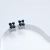Fleur Flower September Birthstone Sapphire Earrings in Sterling Silver Gift Box Cloud-jewelry (925) [Wooden Included] FCE-1S