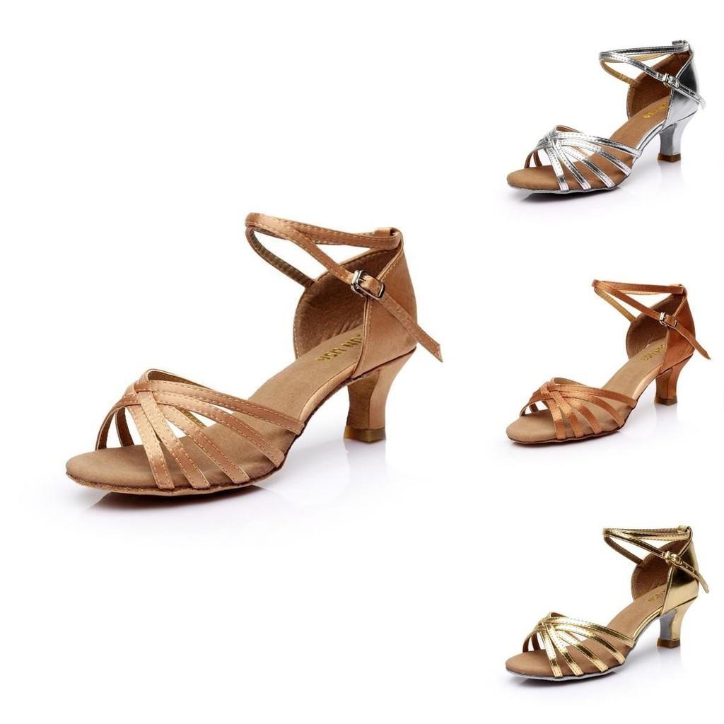 Eleganti Scarpe da Ballo Latino da Sala da Ballo da Donna con Tacco Alto 5 cm e Fibbia alla Caviglia