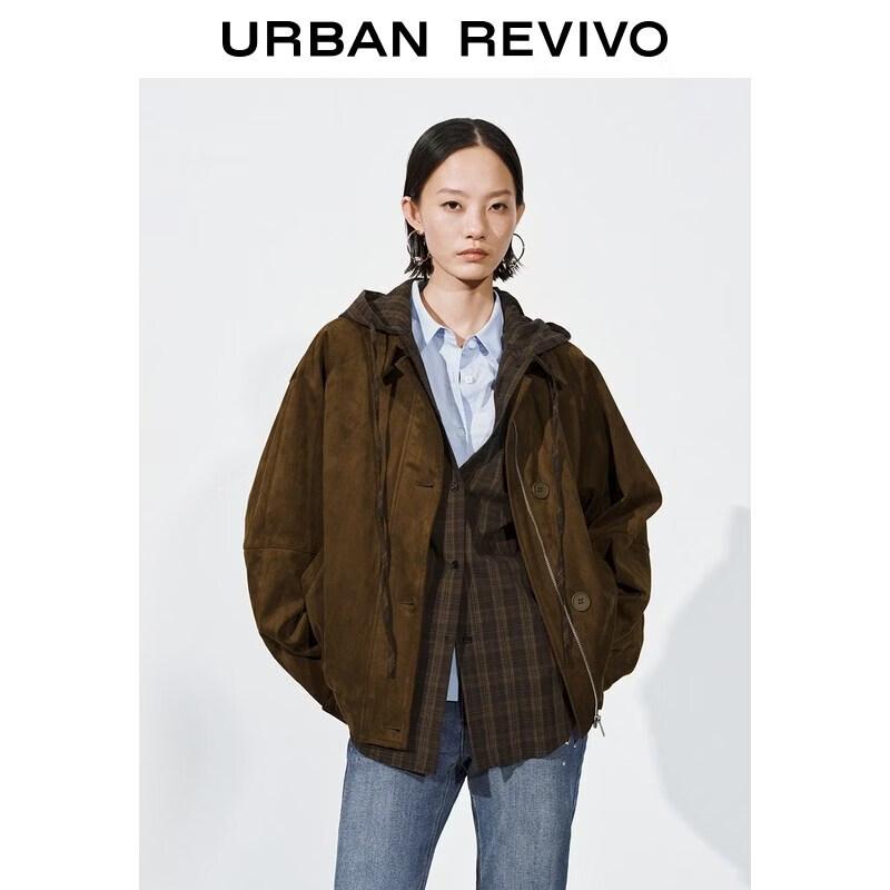 UR Women s Patchwork Plaid Hooded Jacket XS