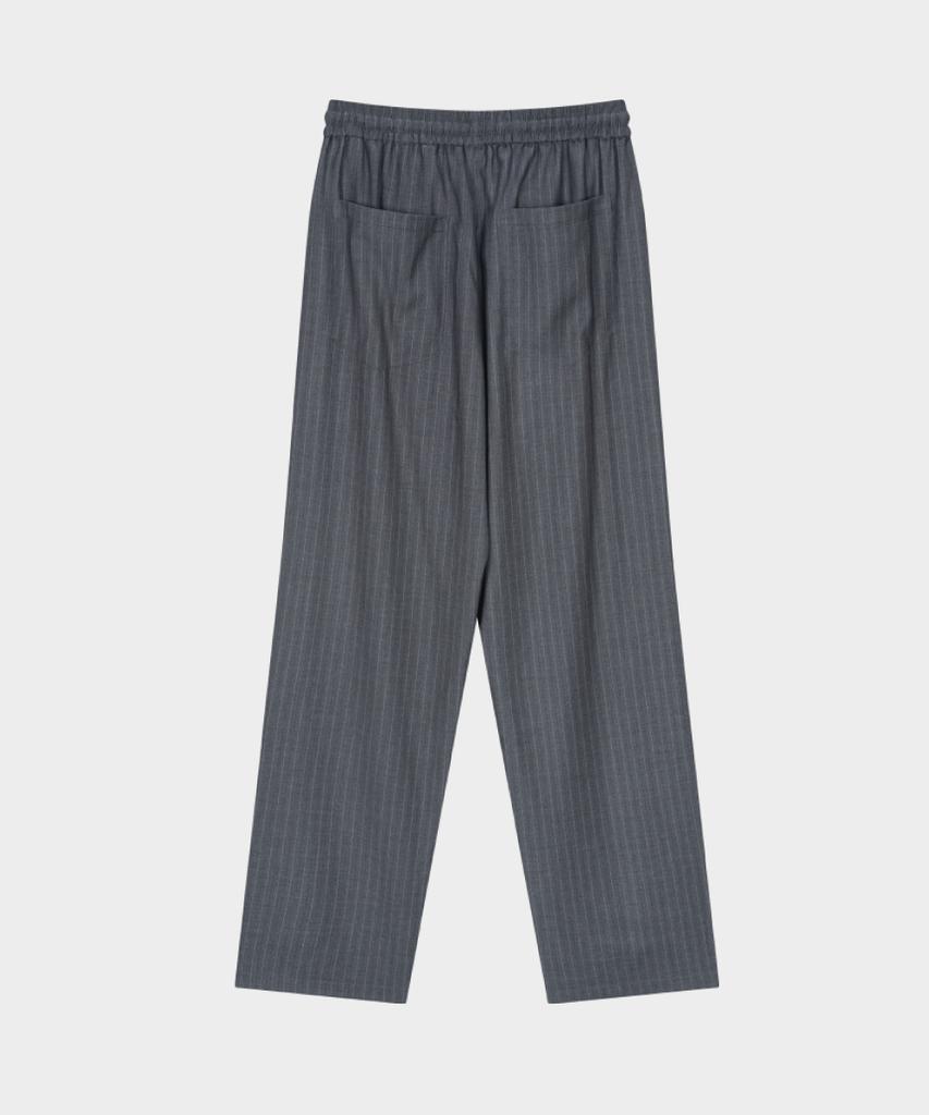 HONO REPORT Relaxed Banding Trousers_Charcoal Stripe