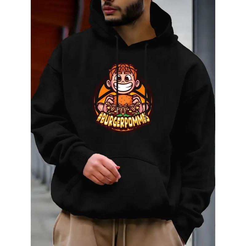 

Warm Men s Pullover Hoodie Sweatshirt, Polyester Fabric, Loose Fit Casual Hooded Sweatshirt XXL чорний