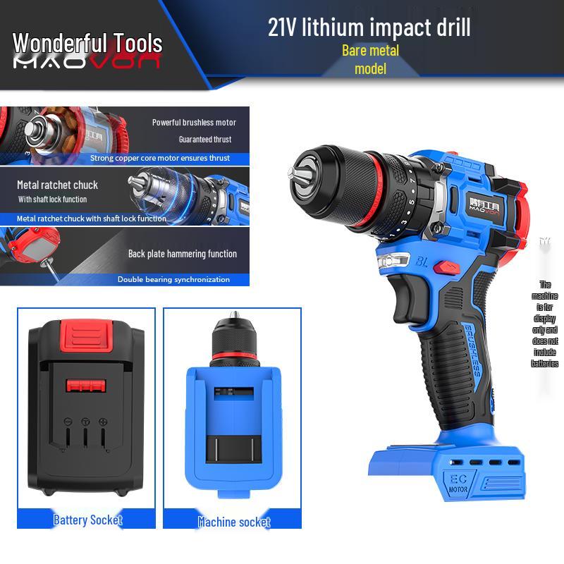 Compact Rechargeable Brushless Motor Drill: Multi-Function Impact Tool for Home Use