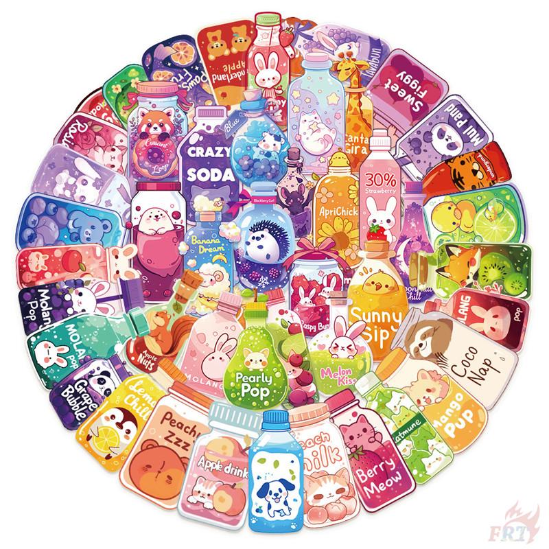 50Pcs/Set Funny Animals Juice Bottle Series 01 PET Stickers Waterproof DIY Fashion Doodle Decals Stickers