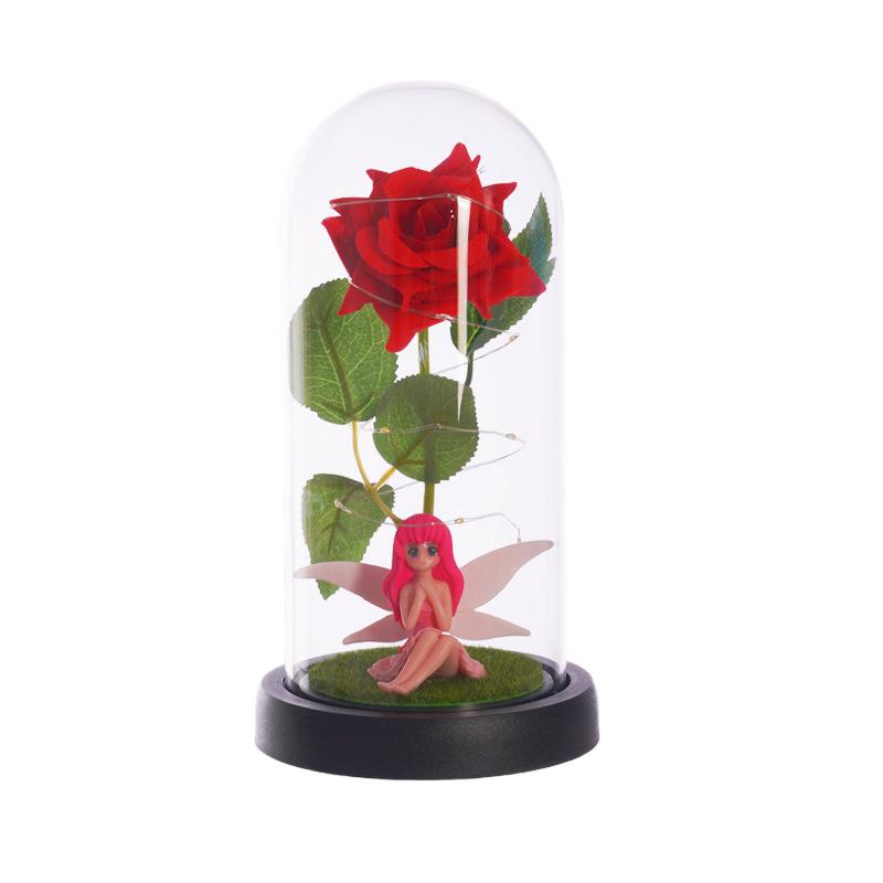 Flower Fairy Rose Ornament Creative Valentine's Day Gift Glass Cover Night Light Christmas